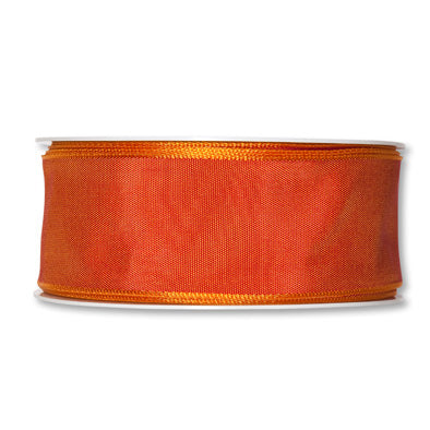 Taftband mit Drahtkante orange Fb. 69 in zwei Breiten 25 Meter Rolle