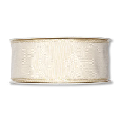 Taftband mit Drahtkante creme Fb. 70 in zwei Breiten 25 Meter Rolle