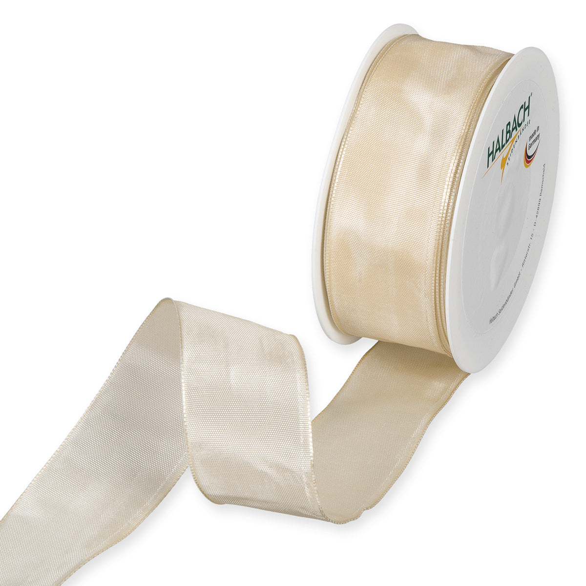 Taftband mit Drahtkante beige Fb. 71 in zwei Breiten 25 Meter Rolle