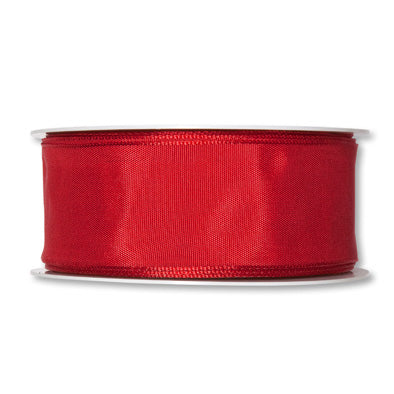Taftband mit Drahtkante rot Fb. 77 in zwei Breiten 25 Meter Rolle