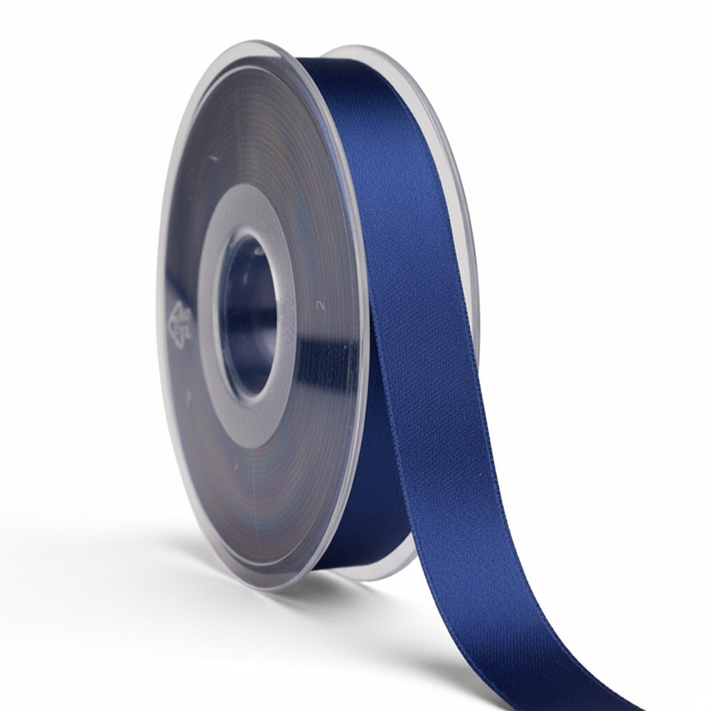 Dunkelblaues Satinband 16mm freigestellt