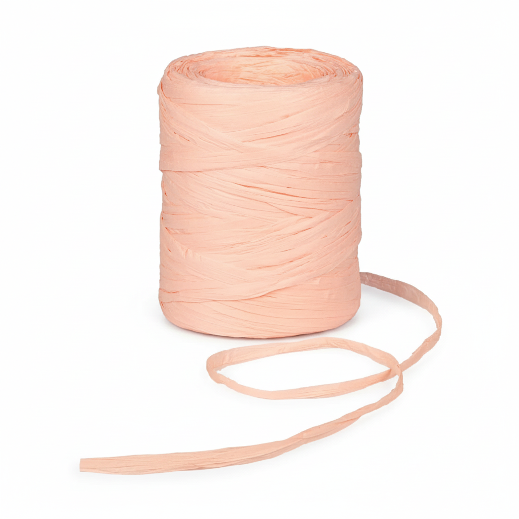 Raffia Papierband Peach abgerollt