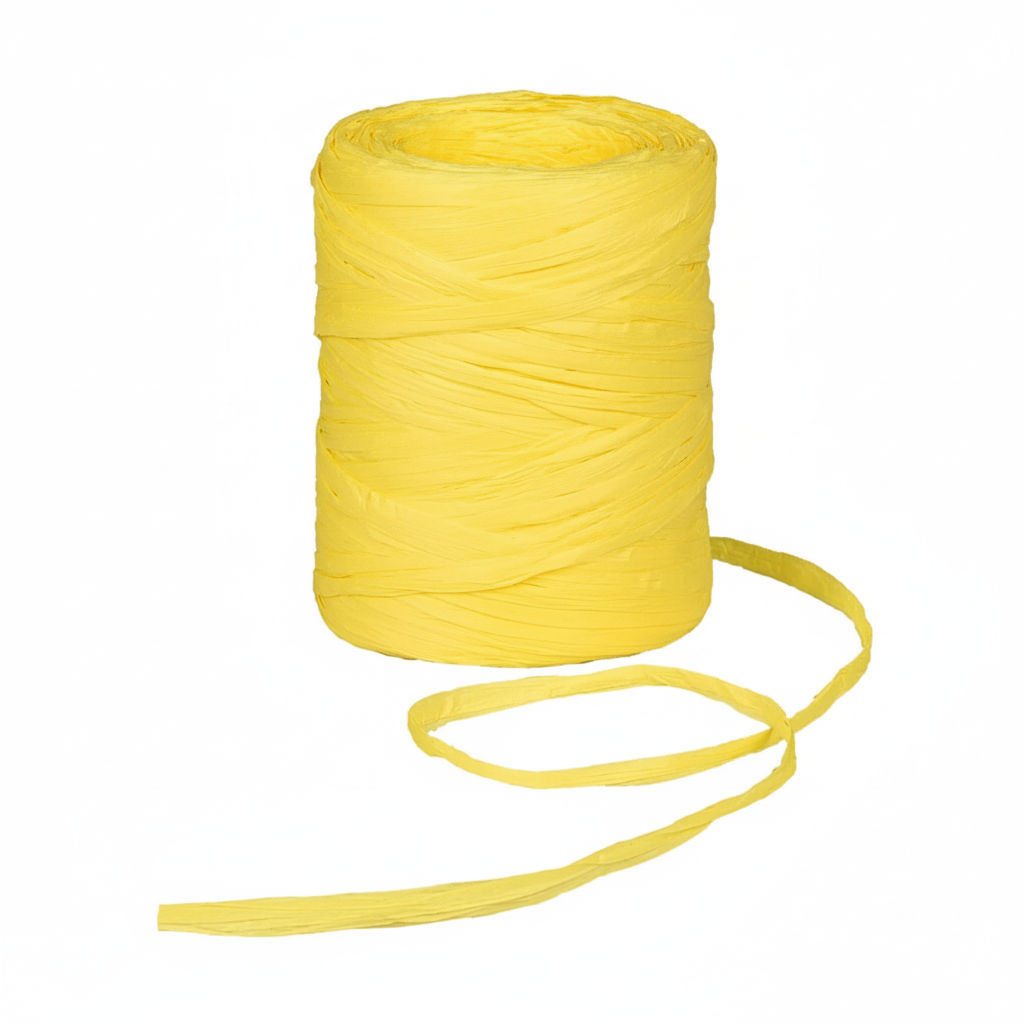 Raffia Papierband Gelb aufgerollt