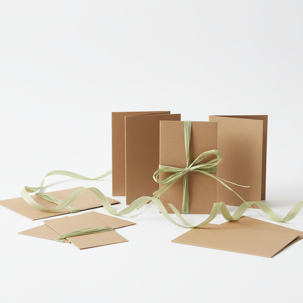 Raffia Papierband Olivgrün mit Karten