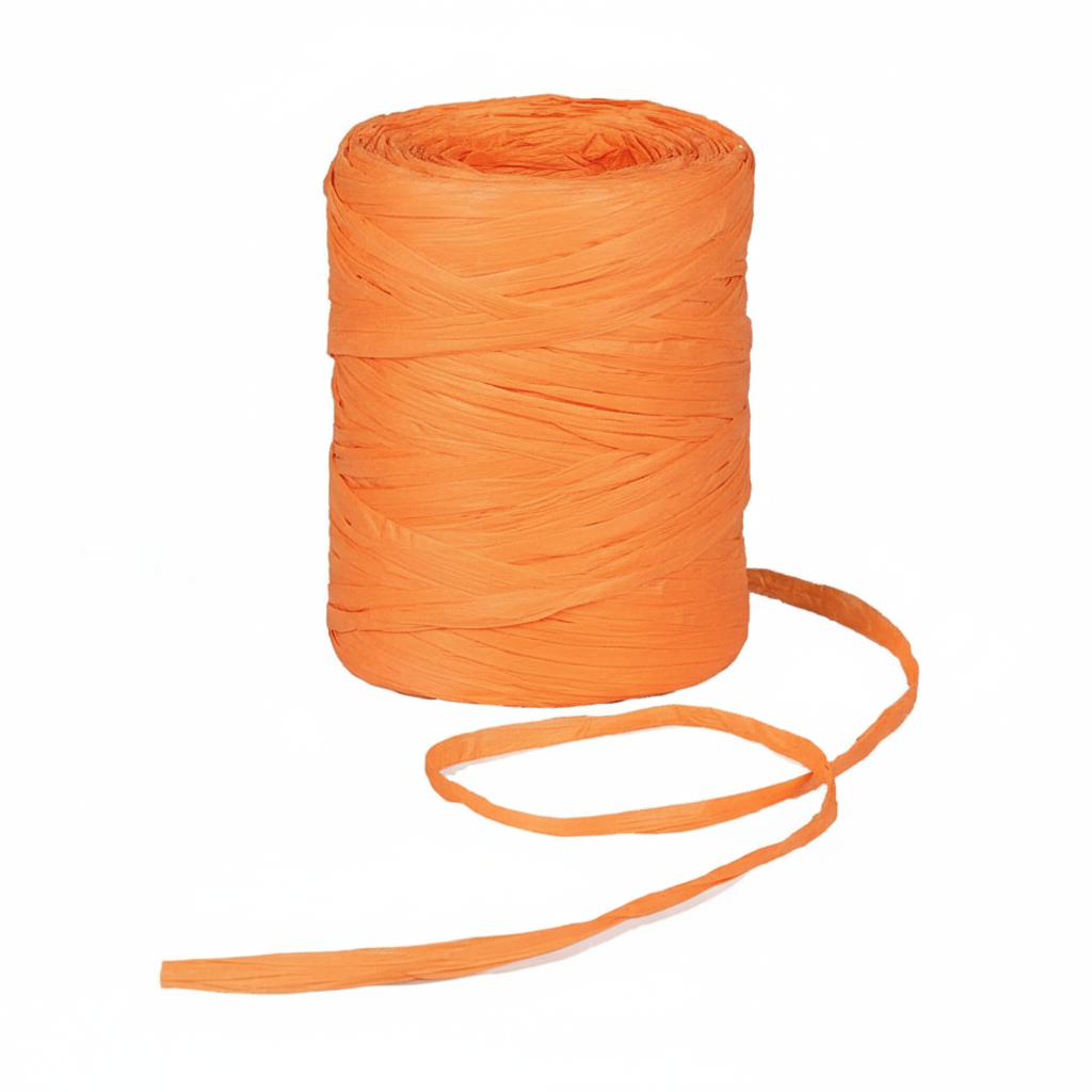 Raffia Papierband Orange aufgerollt