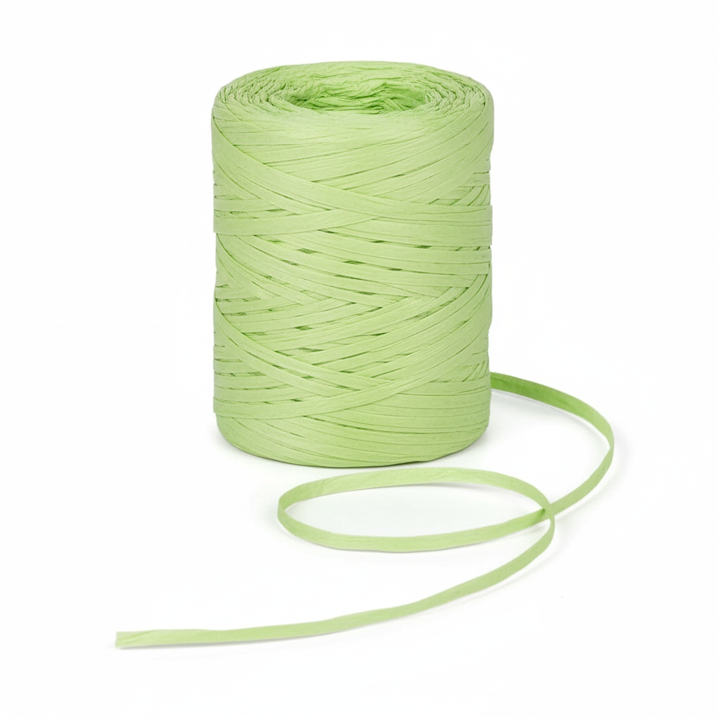 Raffia Papierband Hellgrün aufgerollt