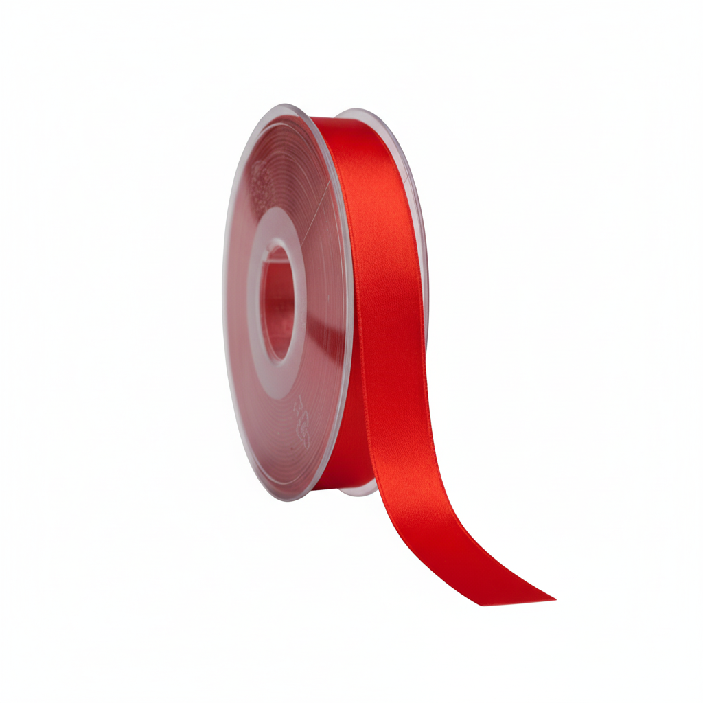 Rotes Satinband auf Rolle - korrekte Farbe